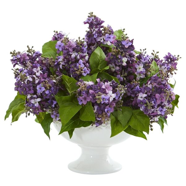 Nearly Naturals Lilac Artificial Arrangement in White Vase - Purple 1638-PP